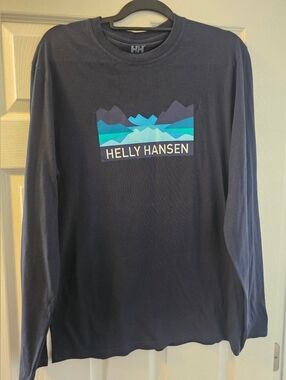 Helly Hansen Navy Long Sleeve Tee with Blue Graphic